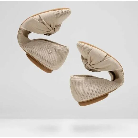 NWOB VIVAIA Bibi Almond-Toe Knotted Ballet Flats Cream Tan 9.5 - Picture 7 of 8